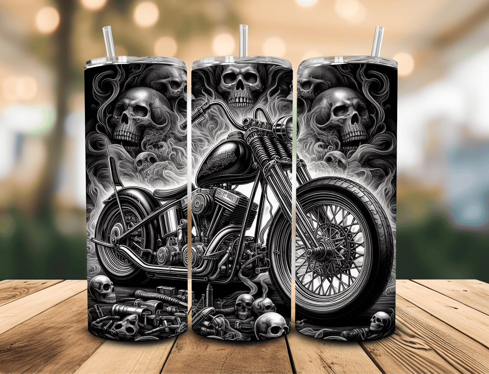 Black & White Skulls Motobike