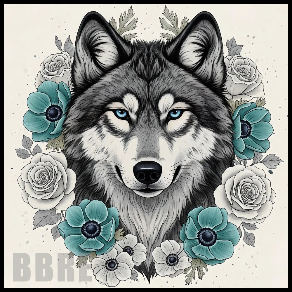Wolf Floral 15 OZ Straight Wrap