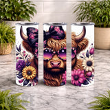 Floral Highland Cow 2 15 OZ Straight Wrap