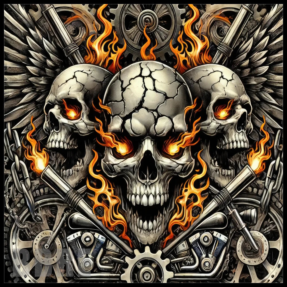 Skull Flames 15 OZ Straight Wrap