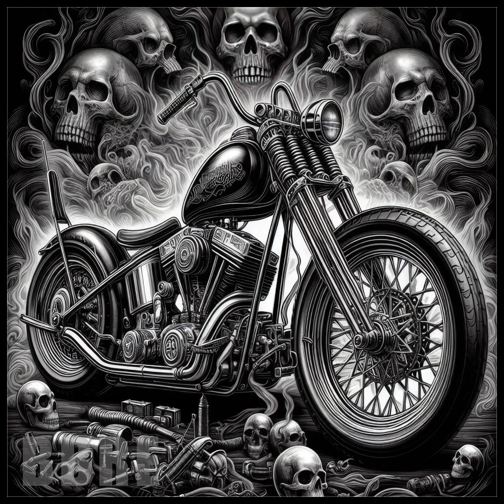Skull Motorcycle 3 15 OZ Straight Wrap