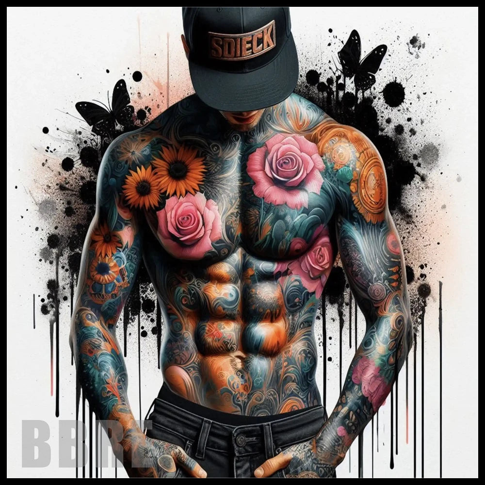 Floral Tattoo 15 OZ Straight Wrap