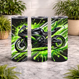 Green Motorcycle 20 OZ Wrap Mockup