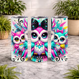 Colorful Owls 3 20 OZ Wrap Mockup