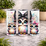 Colorful Owls 4 20 OZ Wrap Mockup