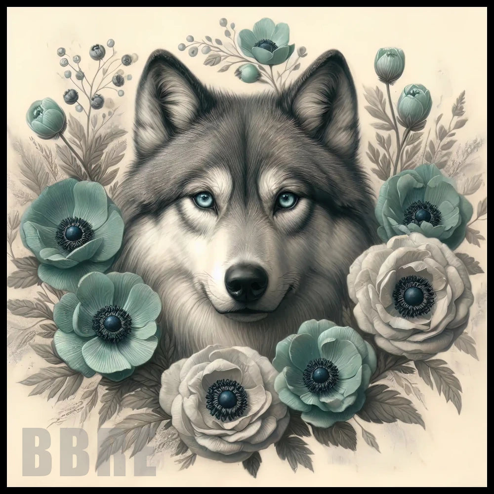 Wolf Floral 2 20 OZ Sublimation Wrap