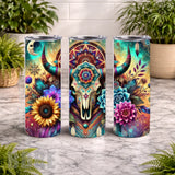 Boho Bull Skull 20 OZ Wrap Mockup