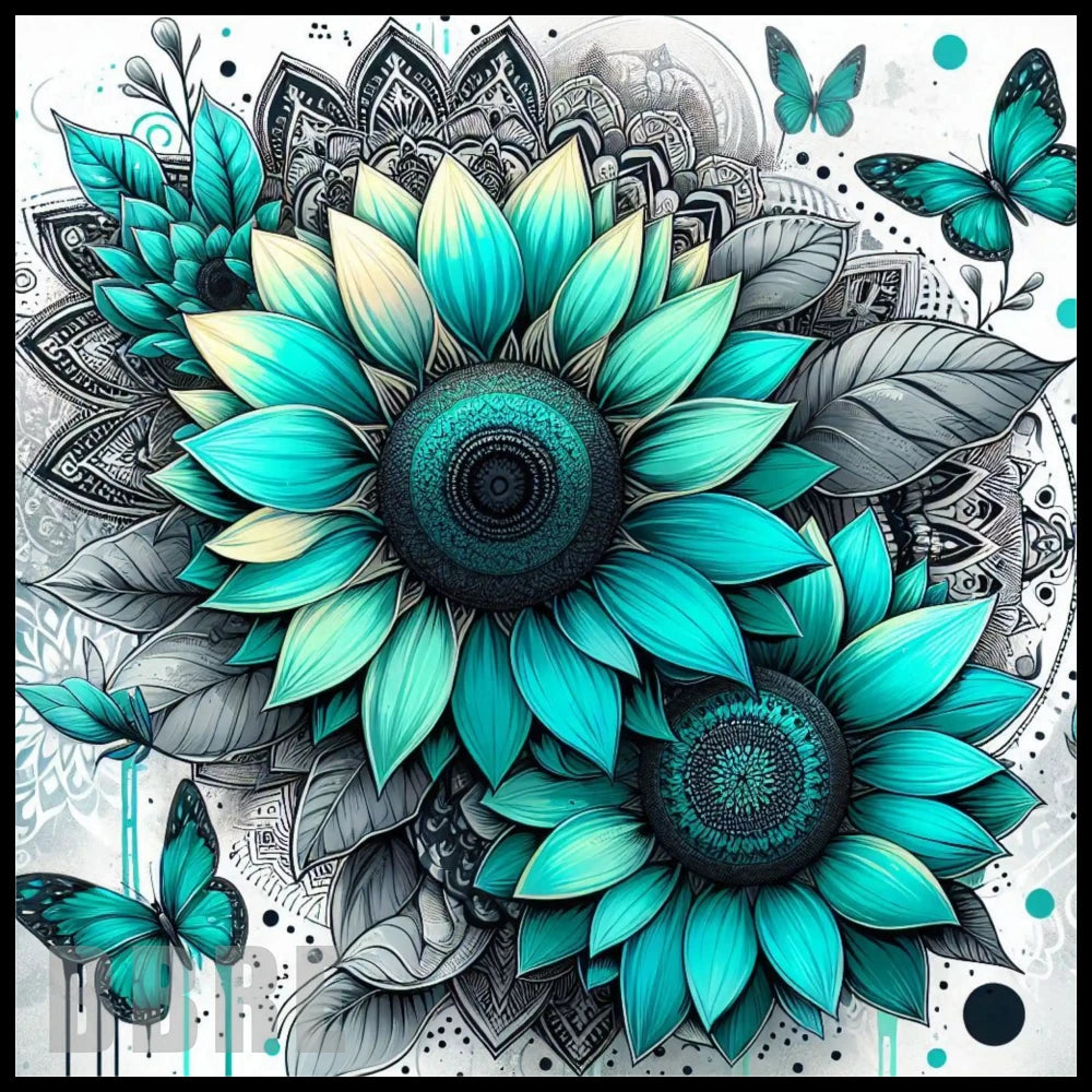 Turquoise Sunflowers 20 OZ Sublimation Wrap