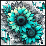 Turquoise Sunflowers 20 OZ Sublimation Wrap