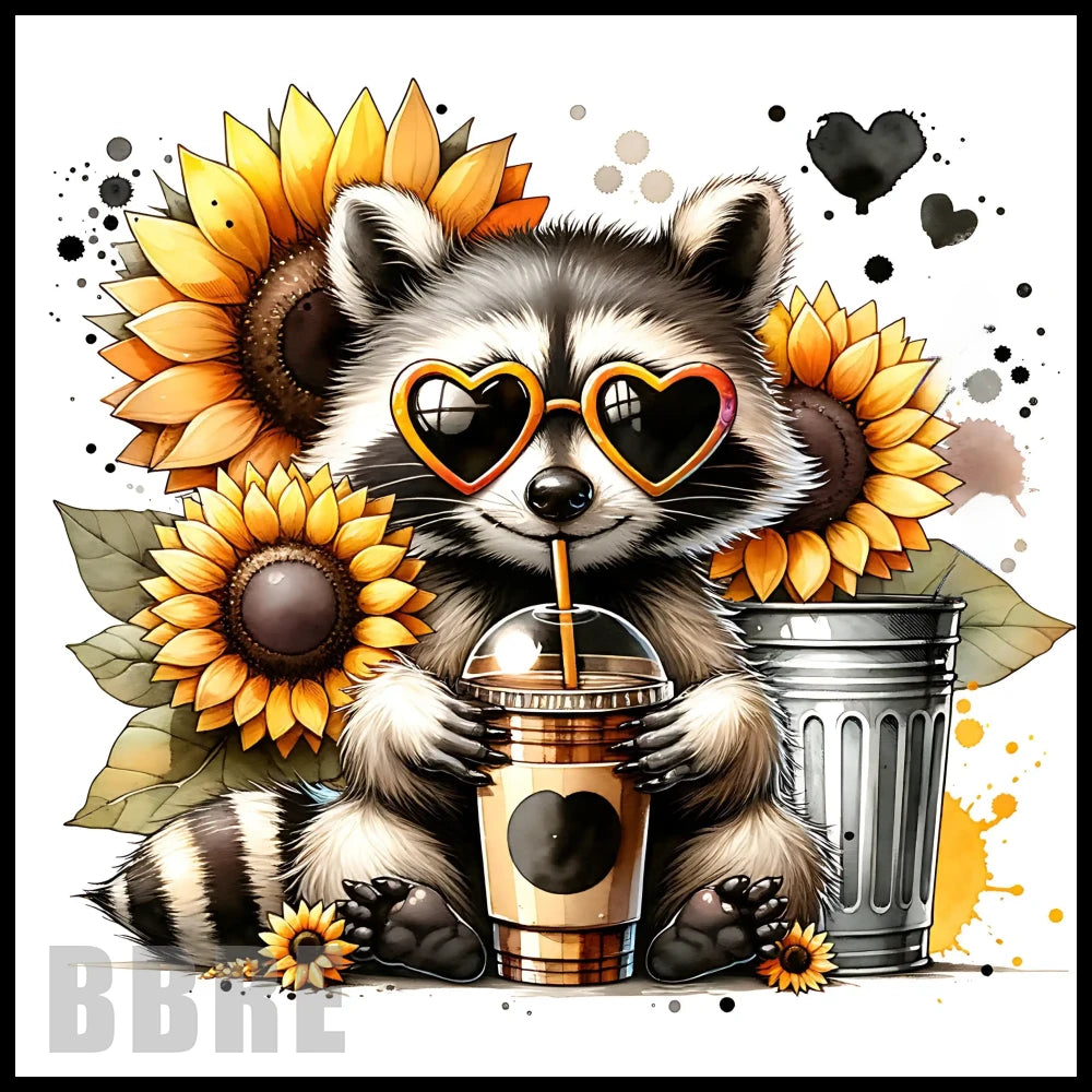 Raccoon Sunflowers 20 OZ Sublimation Wrap
