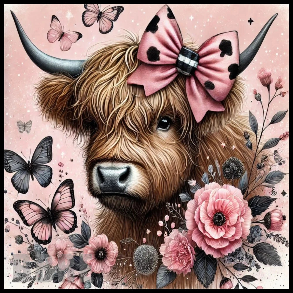 Floral Highland Cow 3 20 OZ Sublimation Wrap