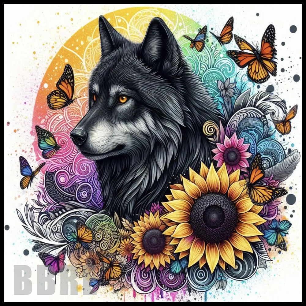 Wolf Floral 3 20 OZ Sublimation Wrap