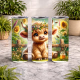 Floral Highland Cow 5 20 OZ Wrap Mockup