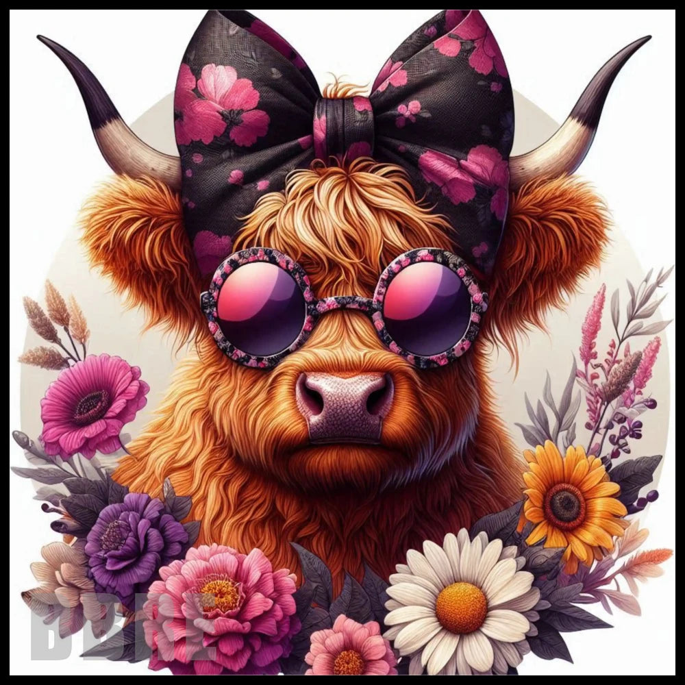 Floral Highland Cow 7 20 OZ Sublimation Wrap
