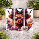 Floral Highland Cow 7 20 OZ Wrap Mockup