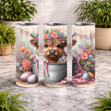 Floral Highland Cow 9 20 OZ Wrap Mockup