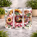 Floral Butterfly 3 20 OZ Wrap Mockup