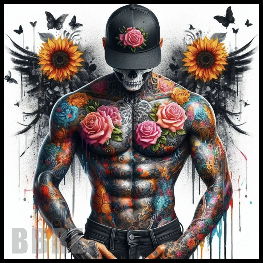 Floral Skull 39 20 OZ Sublimation Wrap
