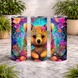 Floral Bear 2 20 OZ Wrap Mockup