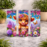 Floral Highland Cow 17 20 OZ Wrap Mockup