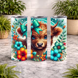 Floral Highland Cow 18 20 OZ Wrap Mockup