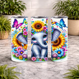 Floral Elephant 7 20 OZ Wrap Mockup