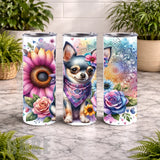 Floral Chihuahua 20 OZ Wrap Mockup