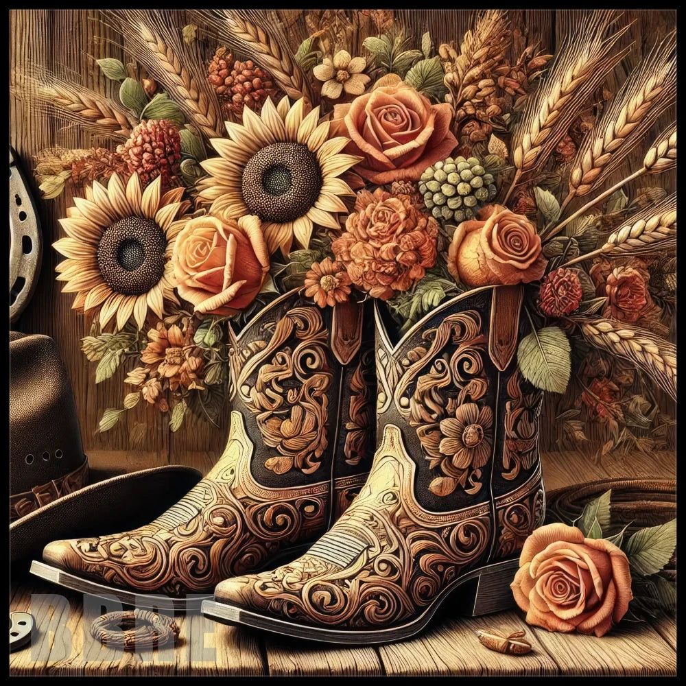 Floral Cowboy Boots Main Image,