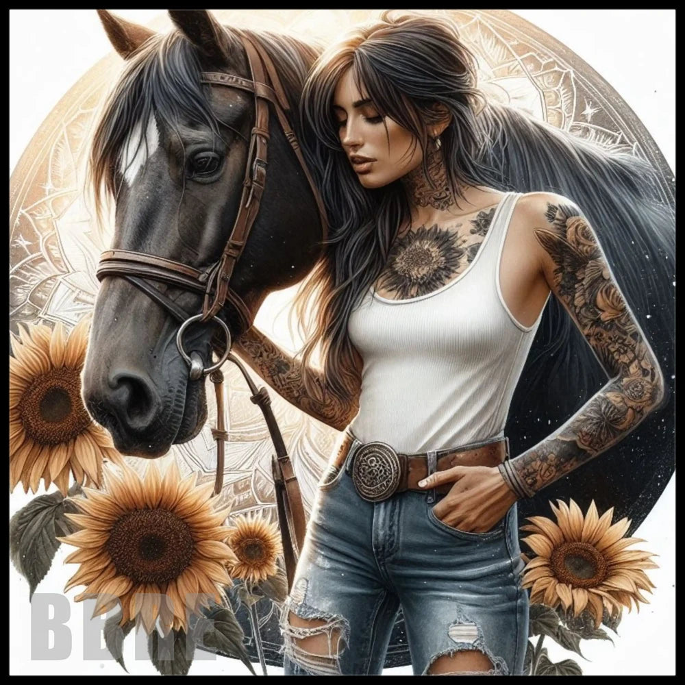 Horse And Sunflowers Main Image,