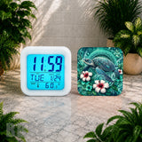 Turtle Floral Digital Clock Transfer