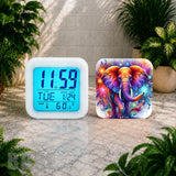 Colorful Elephant Digital Clock Transfer