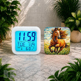 Mosaic Horse Digital Clock Transfer