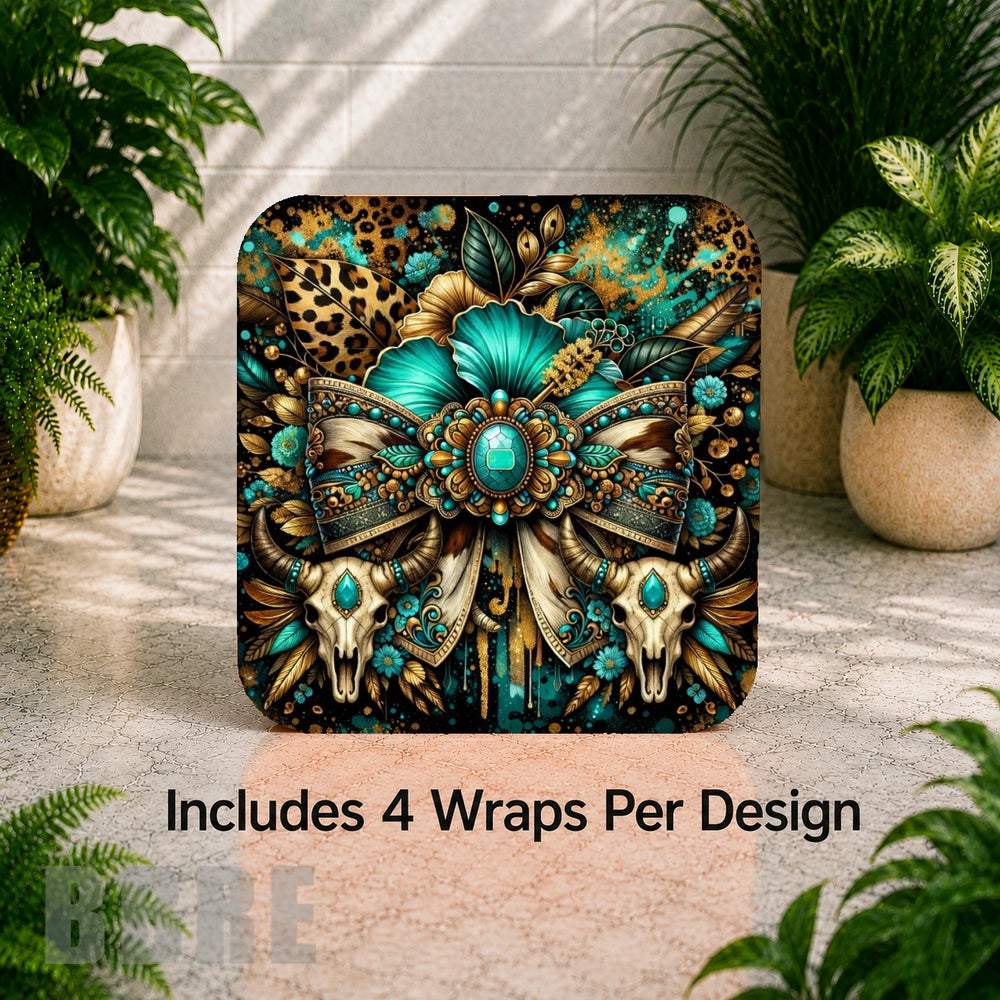 Floral Skull Digital Clock Transfer