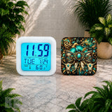 Floral Skull Digital Clock Transfer