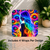 Colorful Floral Digital Clock Transfer
