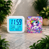 Colorful Unicorn Digital Clock Transfer