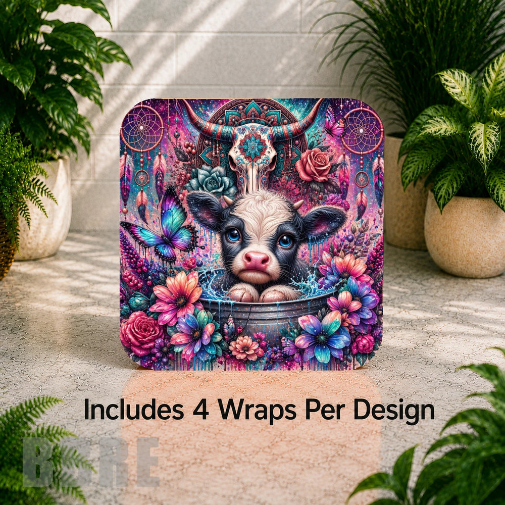 Floral Cow Digital Clock Transfer