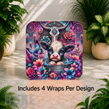 Floral Cow Digital Clock Transfer