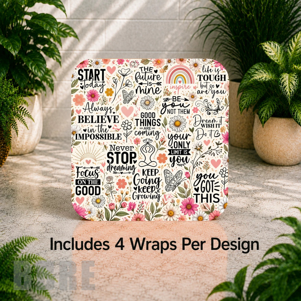 Floral Motivational Digital Clock Transfer
