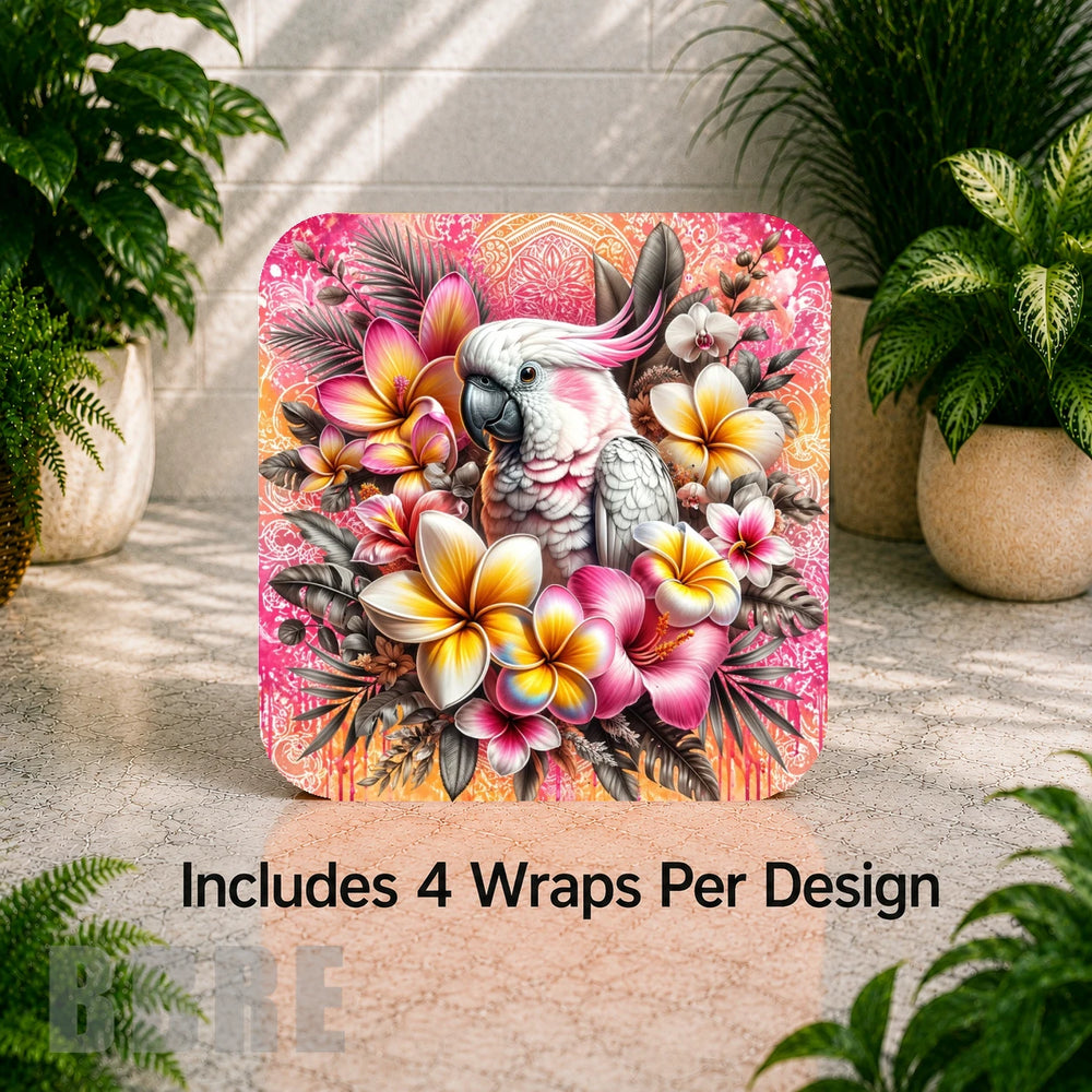 Floral Cockatoo Digital Clock Transfer
