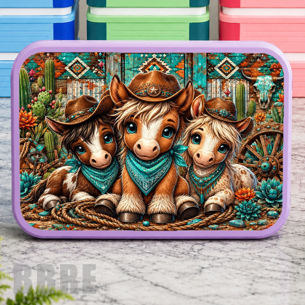 Cowboy Ponies Lunch Box Transfer