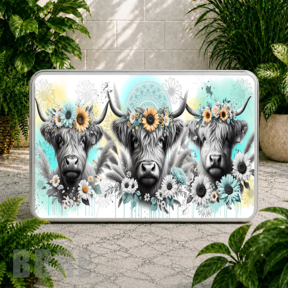 Floral Highland Cattle Coaster Sublimation Wrap