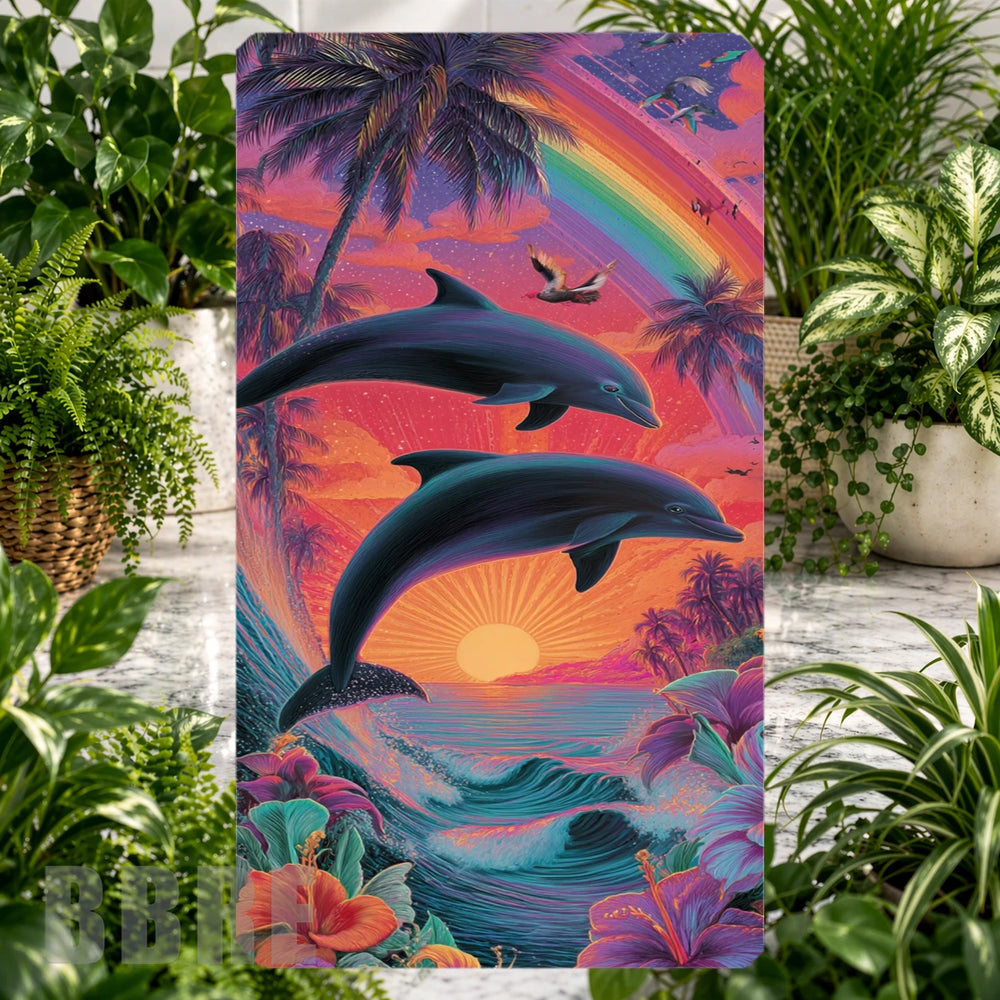 Dolphin Sunset Phone Stand Transfer