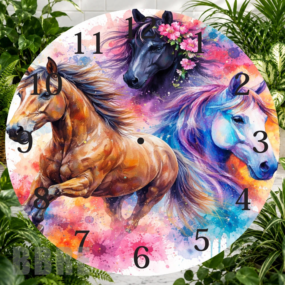 Majestic Horses Clock Sublimation Wrap,