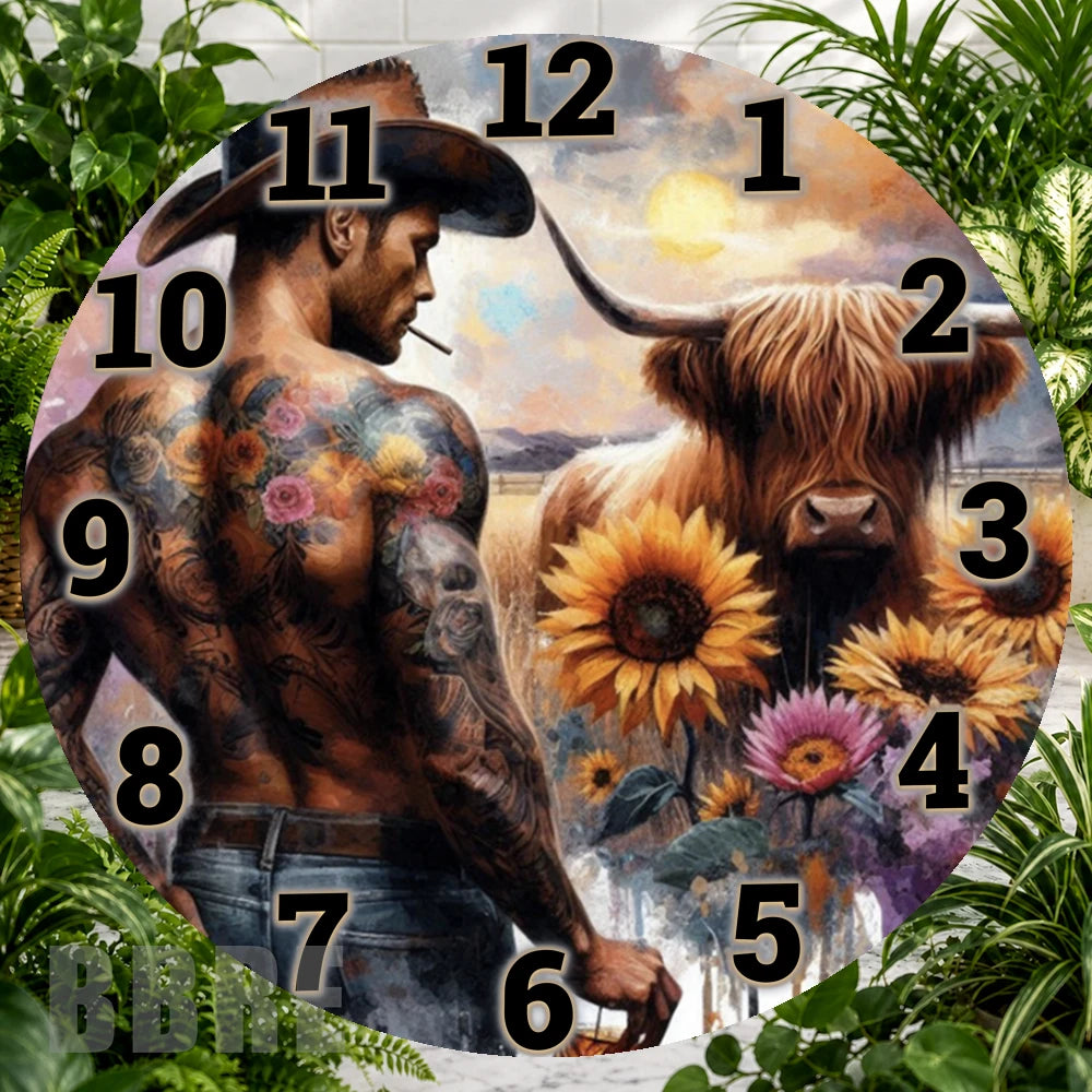 Cowboy And Cow Clock Sublimation Wrap,