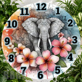 Elephant Floral Clock Sublimation Wrap,