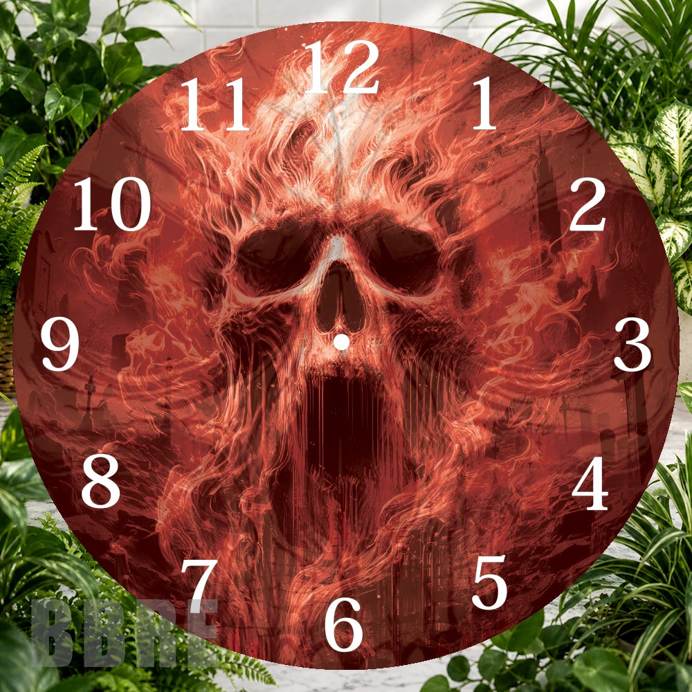 Flaming Skull Clock Sublimation Wrap,