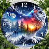 Mystical Owl Clock Sublimation Wrap,