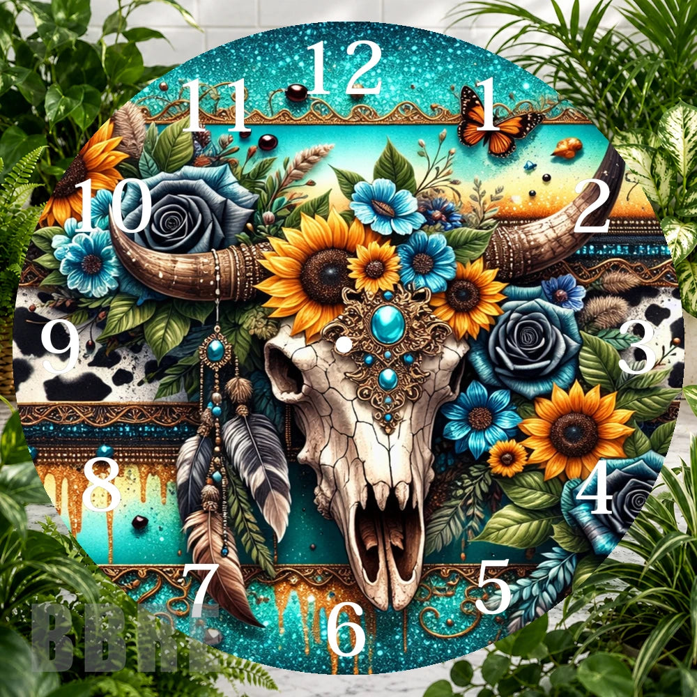 Floral Skull Clock Sublimation Wrap,