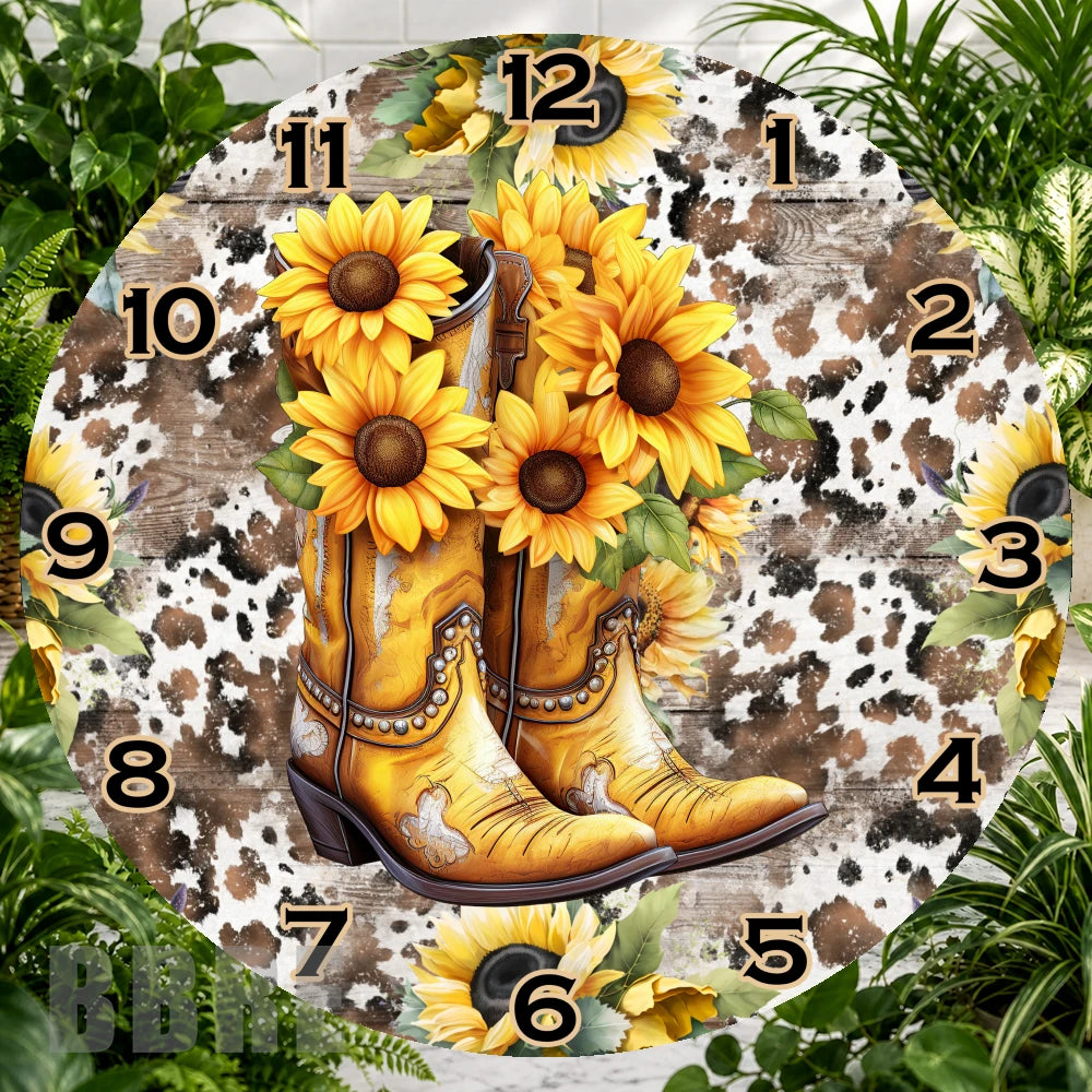 Sunflower Boots Clock Sublimation Wrap,